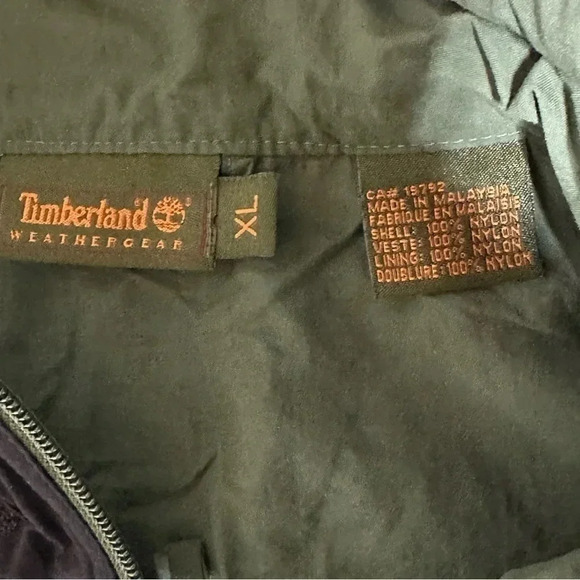 Timberland weather XL black + green nylon pull on wind breaker jacket - Picture 6 of 7
